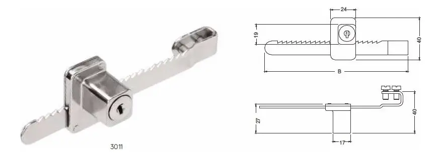 Fechadura Vitrine (jacaré140mm) Cromado Zamac Porta Vidro - Imagem 3