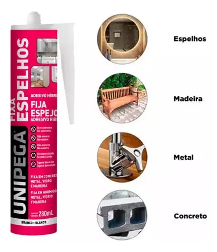 FIXA ESPELHO BRANCO UNIPEGA CARTUCHO 280G