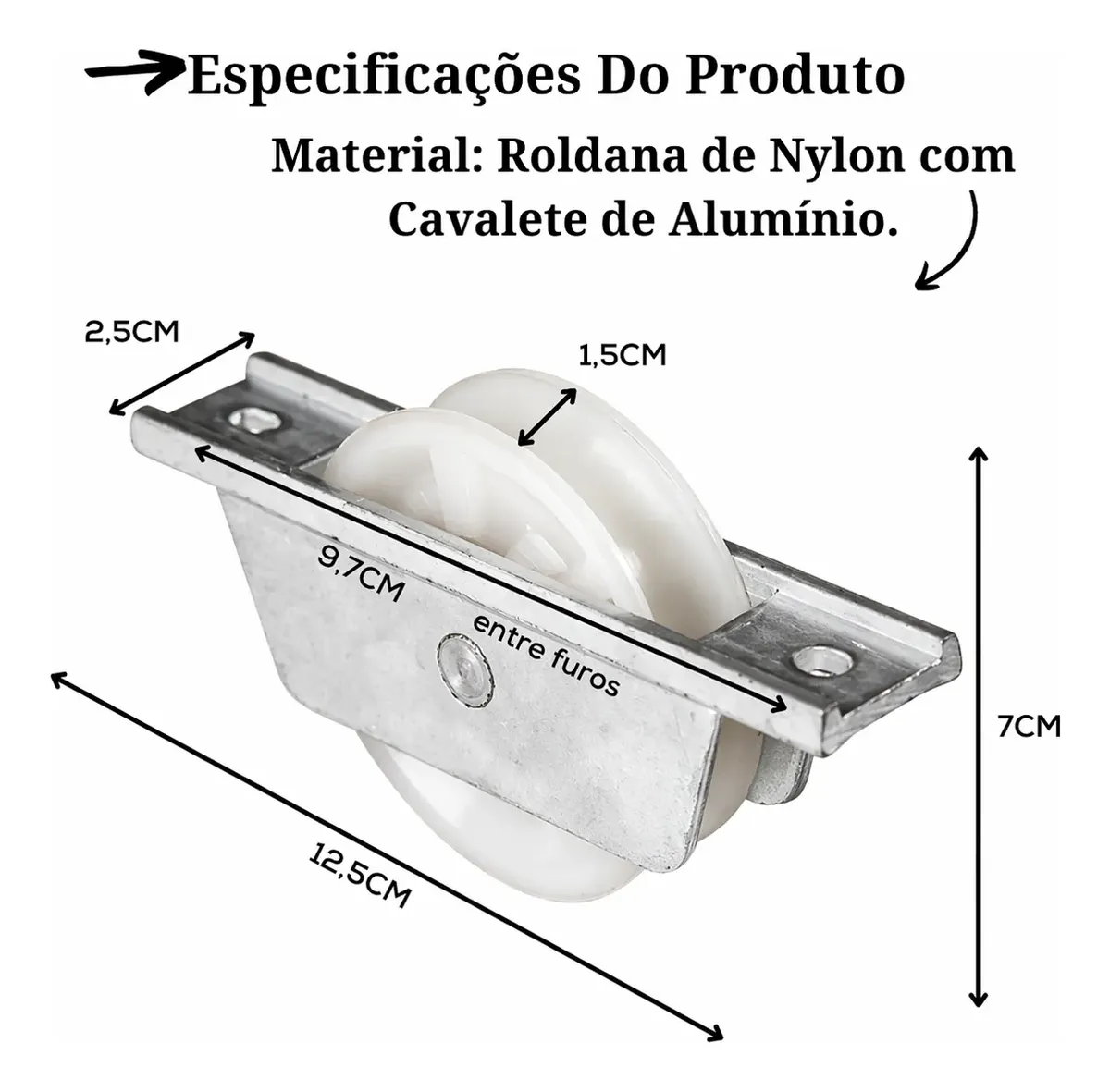 ROLDANA DE NYLON PARA PORTÕES DE ALUMINIO DE CORRER 76 - Imagem 2